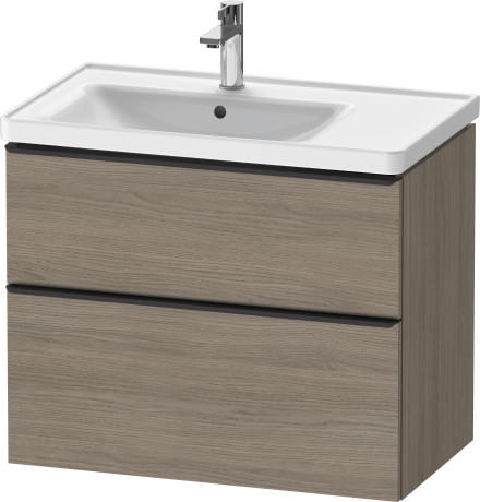 Тумба подвесная под раковину DURAVIT D-Neo DE435703535 784 мм х 452 мм, с выдвижным ящиком и выдвижным отделением, дуб терра