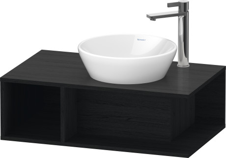 Тумба подвесная под раковину DURAVIT D-Neo DE493801616 800 мм х 480 мм, с консолью, с открытой полкой слева, чёрный дуб