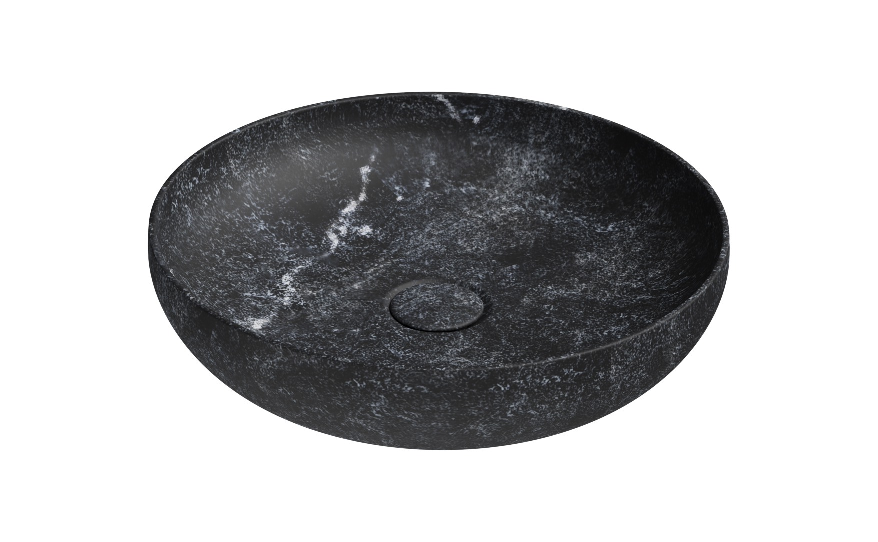 Раковина накладная круглая GSI AltaCeramica AC30736 400 × 400 мм, без отверстия под смеситель, цвет под черный мрамор Marbled black