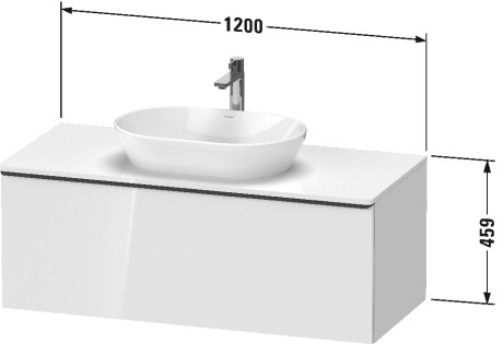 Тумба подвесная под раковину DURAVIT D-Neo DE494902121 1200 мм х 550 мм, с 1 выдвижным ящиком и консолью, орех тёмный