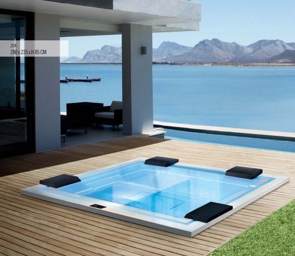 Бассейн с гидромассажем GRUPPO TREESSE ZEN PRO V202HXBNB22000SI 2350 мм х 2800 мм х 850 мм, с фильтрацией, хромотерапией и дезинфекцией, белый