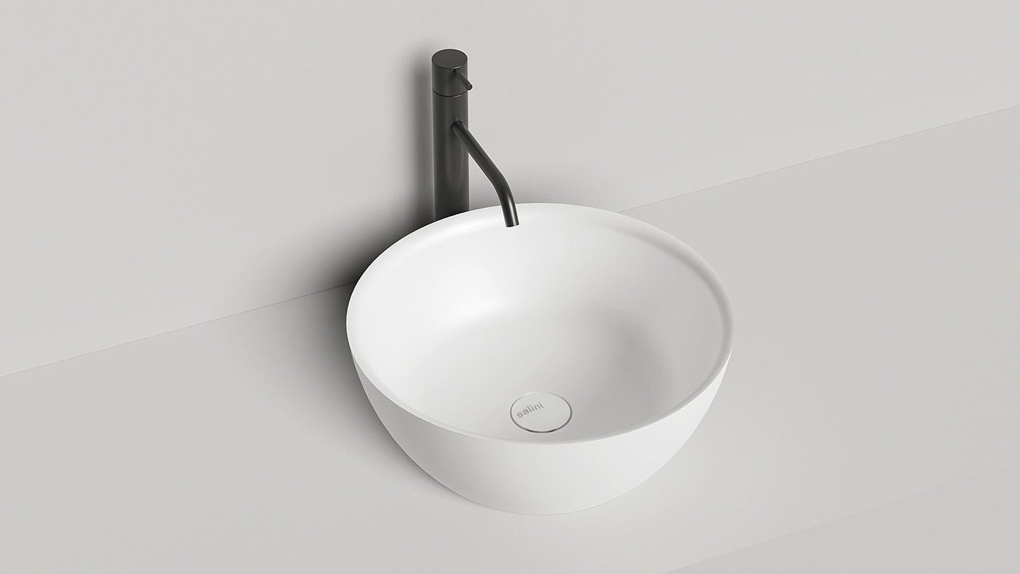 Раковина накладная круглая SALINI ALDA 02 1102110G 425х425х155мм, S-Sense, без донного клапана, цвет Белый глянцевый