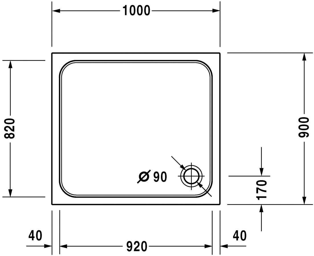 Душевой поддон Duravit D-Code 720107000000000 прямоугольный, белый