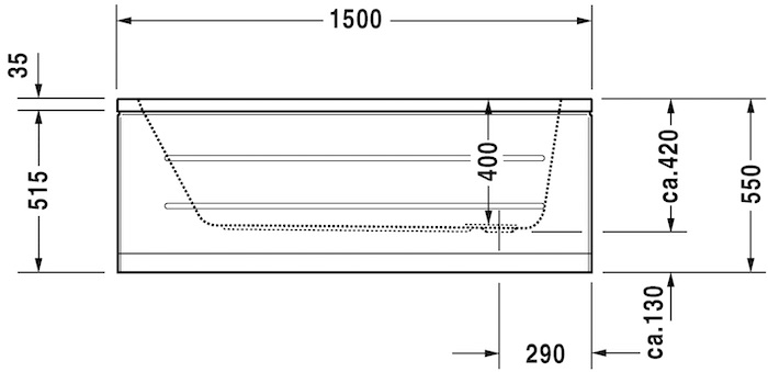 Акриловая встраиваемая ванна Duravit D-Code 700095000000000 1500 х 750