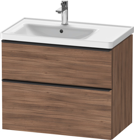 Тумба подвесная под раковину DURAVIT D-Neo DE435707979 784 мм х 452 мм, с выдвижным ящиком и выдвижным отделением, орех натуральный