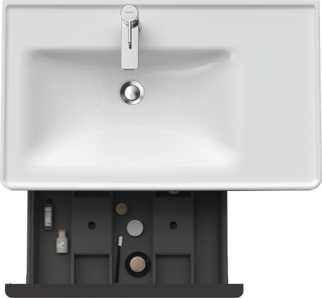 Тумба подвесная под раковину DURAVIT D-Neo DE425805353 784 мм х 452 мм, с выдвижным ящиком и открытой боковой полкой, каштан тёмный