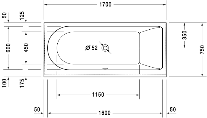 Акриловая встраиваемая ванна Duravit Darling New 700243000000000 1700 х 750