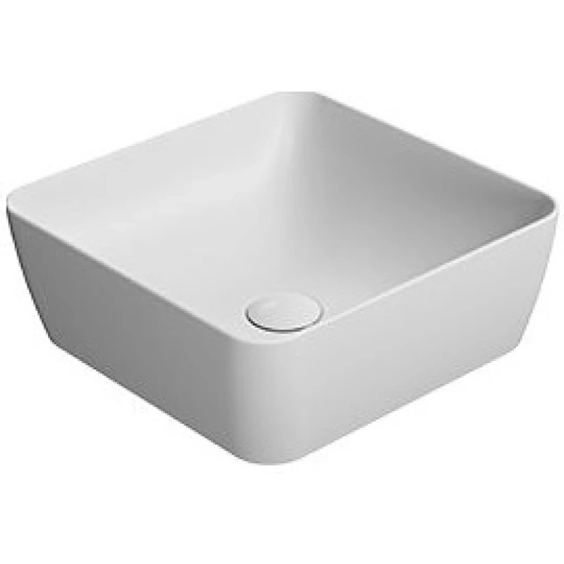 Раковина накладная квадратная GSI NUBES 903809 380 мм х 380 мм, без отверстия под смеситель, без перелива, цвет Белый матовый
