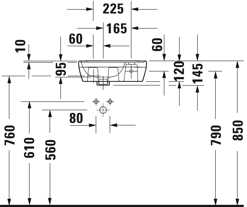 Раковина прямоугольная Duravit D-Neo 0739400041 400 мм х 200 мм, без перелива, с отверстием под смеситель справа, белая