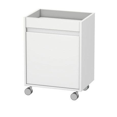 Тумба мобильная Duravit Ketho KT2530L1818 левая, с полками, с колёсиками, белая матовая