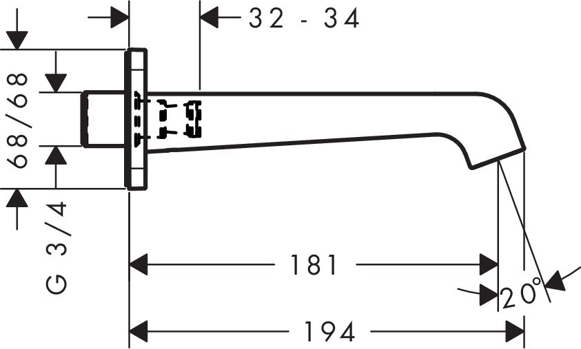 Излив на ванну Axor Citterio Е 36425000 хром