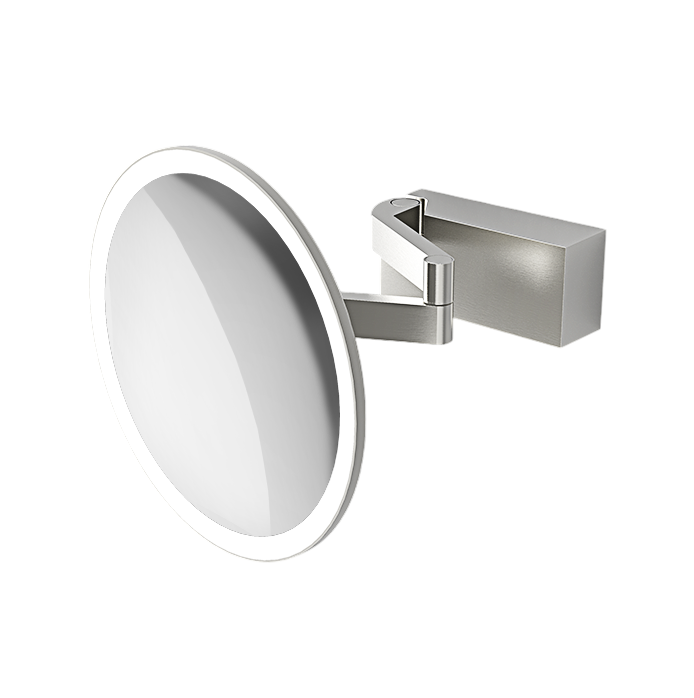 Косметическое зеркало настенное с подсветкой DECOR WALTHER   VISION R 5X    0123176   Ø 20,5(18)  см, увеличение 5х, функция памяти, цвет  сталь матовая