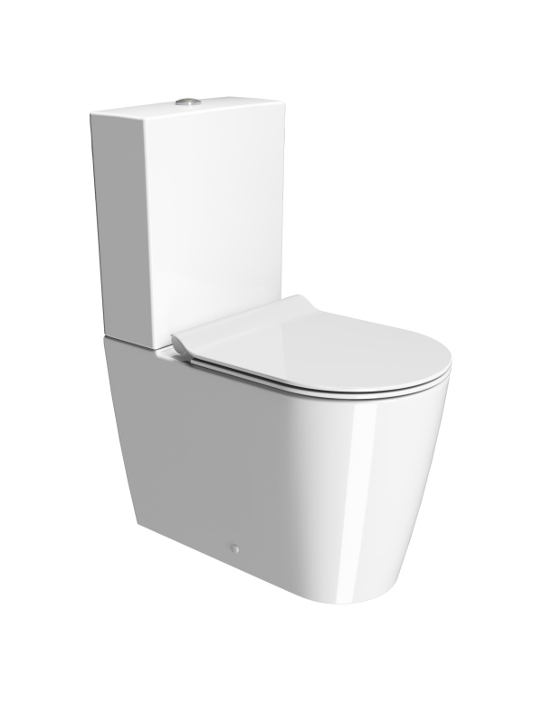 Унитаз напольный GSI KUBE X 9419F11 630 мм х 360 мм, с креплением FVB, Swirlflush, со сливом в стену, цвет Белый глянцевый