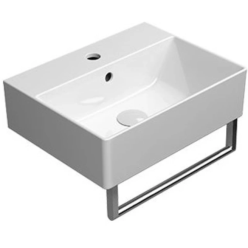 Раковина накладная/подвесная GSI KUBE X 9485111 450 мм х 350 мм, с 1 отверстием под смеситель, с переливом, без крепежа, белая глянцевая