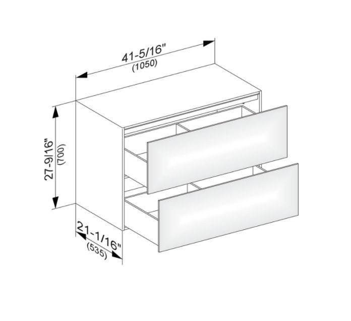 Тумба боковая подвесная KEUCO EDITION 11 31325 380100 с двумя выдвижными фронтами, с внутренней светодиодной подсветкой, корпус/фасад структурный лак, белая