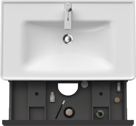 Тумба подвесная под раковину DURAVIT D-Neo DE435504949 784 мм х 452 мм, с выдвижным ящиком и выдвижным отделением, графит матовый