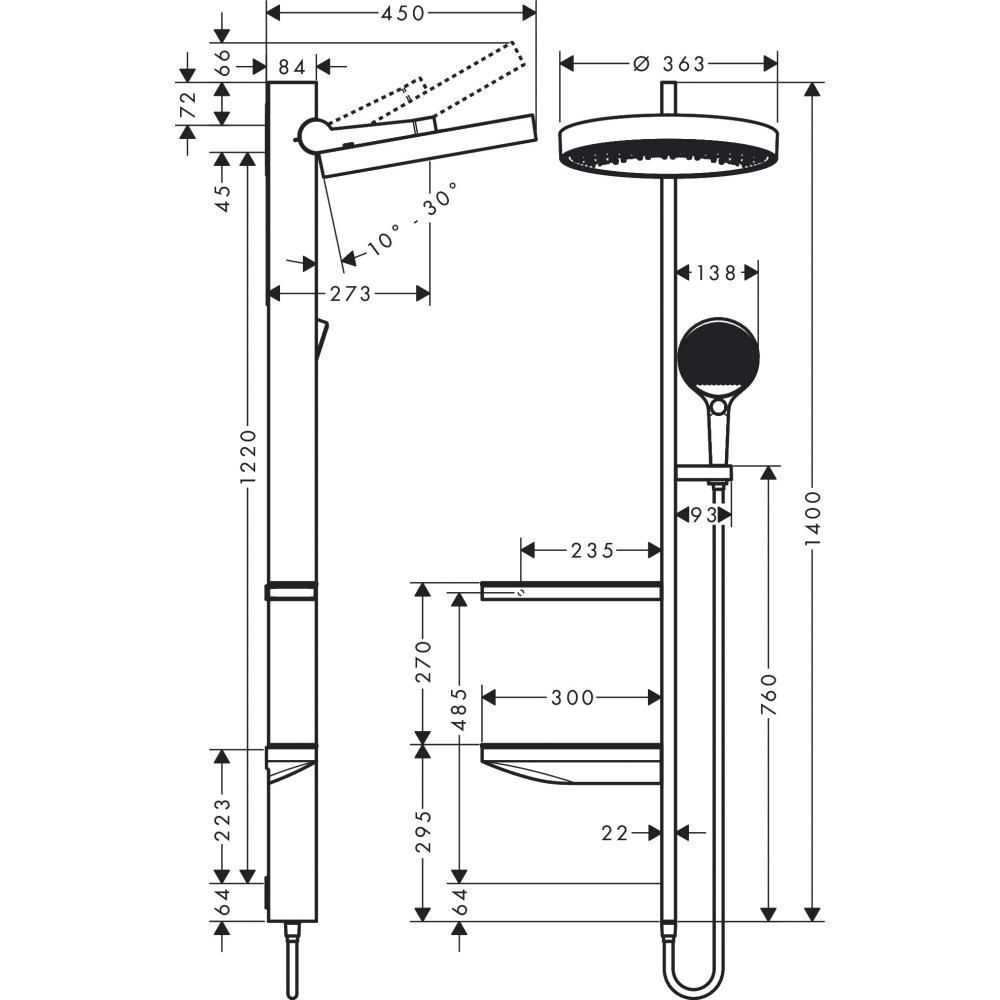 Душевая стойка Hansgrohe Showerpipe 360 26842700, скрытого монтажа, белый