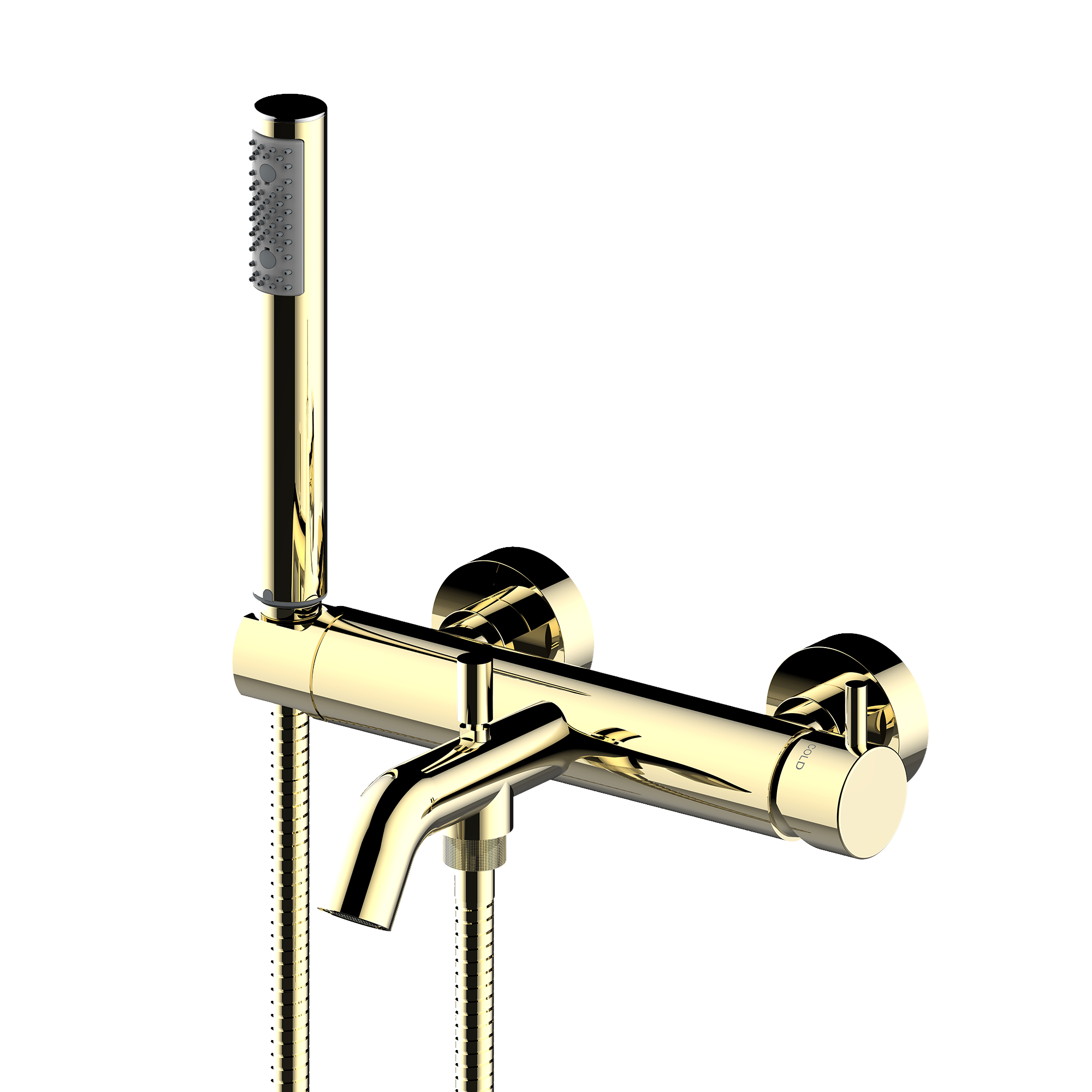 Однорычажный смеситель для ванны BOSSINI TEO Z00723.021 со шлангом 1250 мм и лейкой Zen, цвет Золото