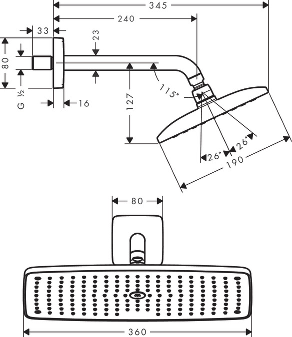 Верхний душ Hansgrohe Raindance E Air 27371000 с держателем хром