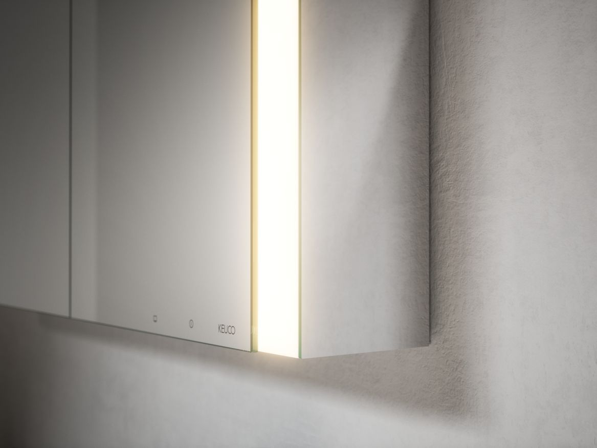 Зеркальный шкаф с подсветкой для настенного монтажа KEUCO Somaris 14502 002100 127 мм х 800 мм х 710 мм, с 2 поворотными дверцами, цвет корпуса Зеркальный