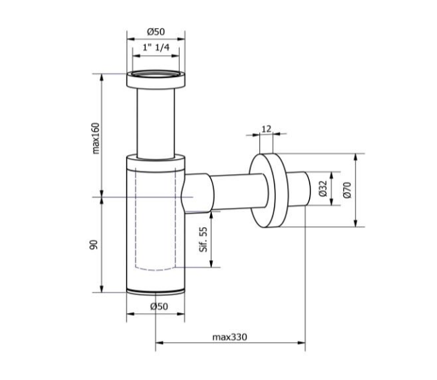 Сифон для раковины BOSSINI Tondo Line V50001.030 цвет Хром