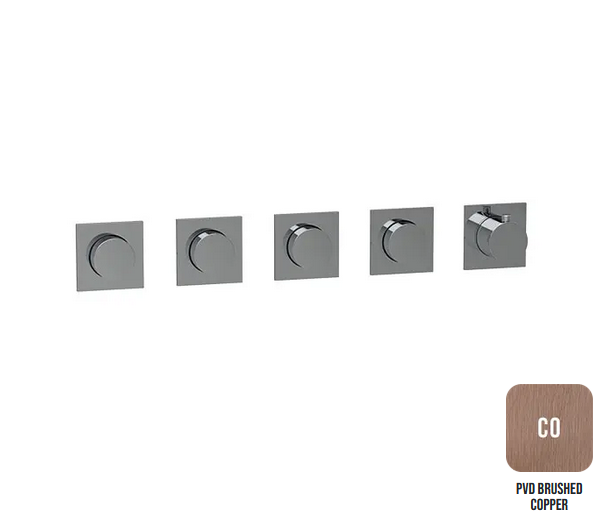 Внешняя часть термостата с квадратными отражателями ALMAR MODULAR PUSH E180490.CO на 4 потребителя, цвет Copper