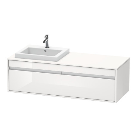 Тумба подвесная под раковину Duravit Ketho KT 6797L 2222 с двумя выдвижными ящиками, с отверстием под раковину слева, белый глянцевый