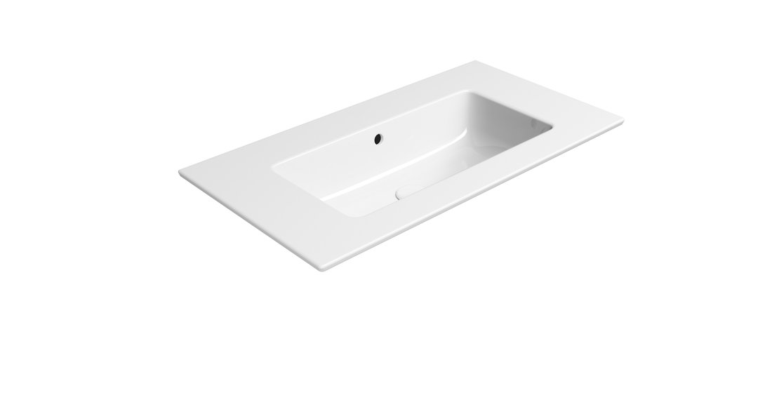 Раковина накладная/подвесная GSI PURA 8885011 820 мм х 460 мм, без отверстия под смеситель, с переливом, цвет Белый глянцевый