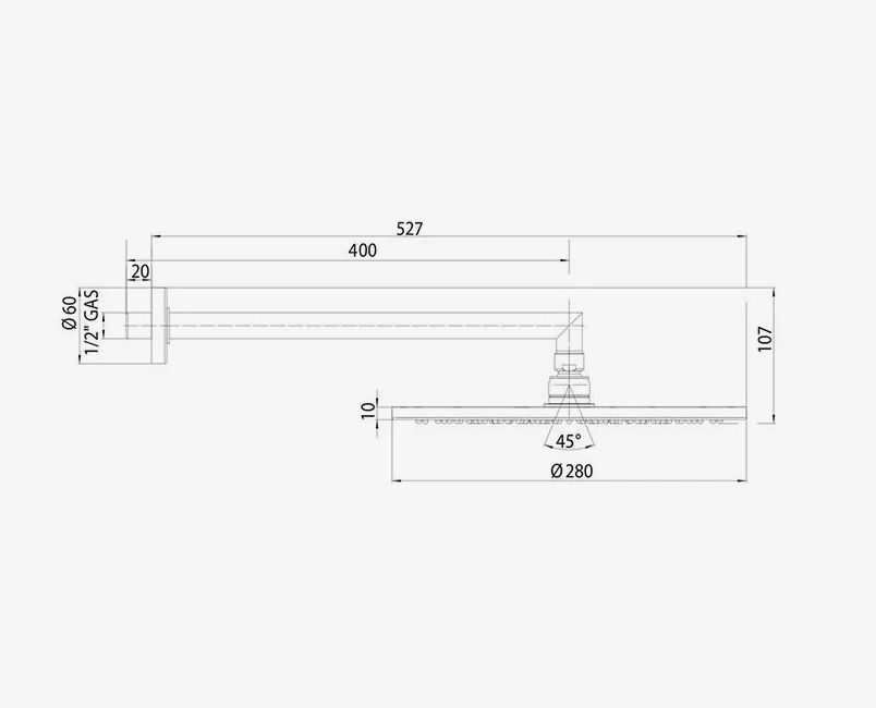 Настенный верхний душ Bossini Cosmo H70596I.021 1 режим струи, золото