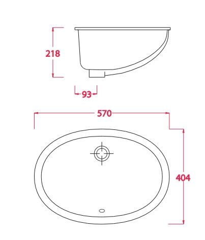 Раковина встраиваемая снизу ARTCERAM DIANA DIL001 01 00 570 мм х 400 мм, без отверстия под смеситель, без перелива, белый глянцевый
