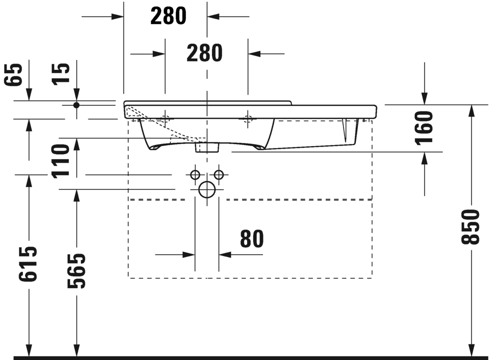 Раковина подвесная Duravit P3 comforts 2333850000 85х49см (изделие снято с производства)