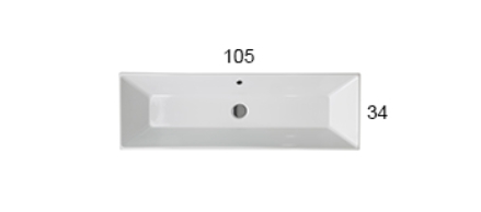 Раковина встраиваемая сверху GLOBO STOCKHOLM FO105BI 1050 мм х 340 мм, с переливом, белая глянцевая