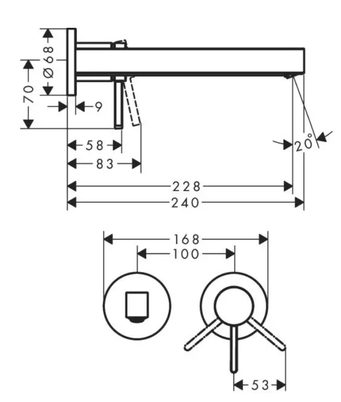 Смеситель для раковины однорычажный скрытого монтажа HANSGROHE Finoris 76050670 цвет Чёрный матовый