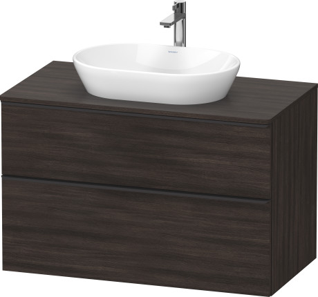 Тумба подвесная под раковину DURAVIT D-Neo DE496805353 550 мм х 1000 мм, с двумя выдвижными ящиками и консолью, каштан тёмный