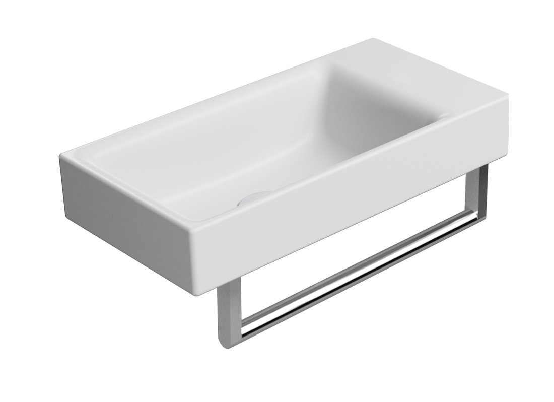 Раковина накладная/подвесная GSI NUBES 9637009 500 мм х 250 мм, с отверстием под смеситель, с переливом, белая матовая