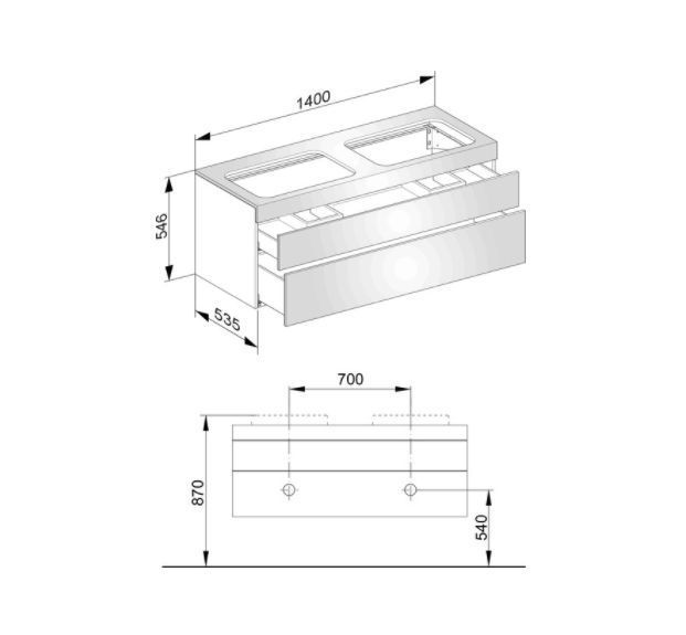 Тумба подвесная под раковину KEUCO EDITION 11 31574 390000 без отверстия под смеситель, с двумя выдвижными фронтами, корпус/фасад структурный лак, антрацит