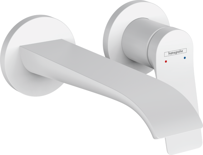 Смеситель для раковины однорычажный настенный HANSGROHE Vivenis 75050700 на 2 отверстия, с изливом, скрытого монтажа, белый матовый