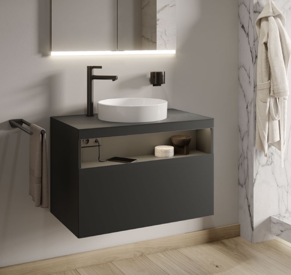 Смеситель однорычажный для раковины KEUCO IXMO 59510 371100 без донного клапана, чёрный матовый