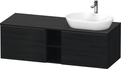 Тумба подвесная под раковину справа DURAVIT D-Neo DE4950R1616 1400 мм х 550 мм, с 2 выдвижными ящиками и открытой полкой, чёрный дуб