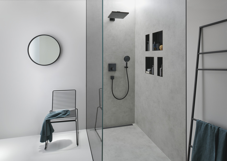 Внешняя часть линейного слива для душа HANSGROHE RainDrain Match 56040670 900 мм, c регулировкой по высоте, матовый чёрный