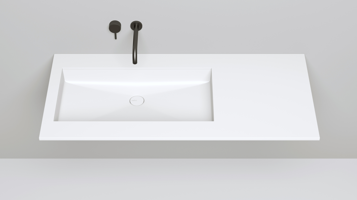 Раковина встраиваемая прямоугольная SALINI MAREA 10 1802210M 747х400х130мм, S-Stone, без донного клапана, цвет Белый матовый