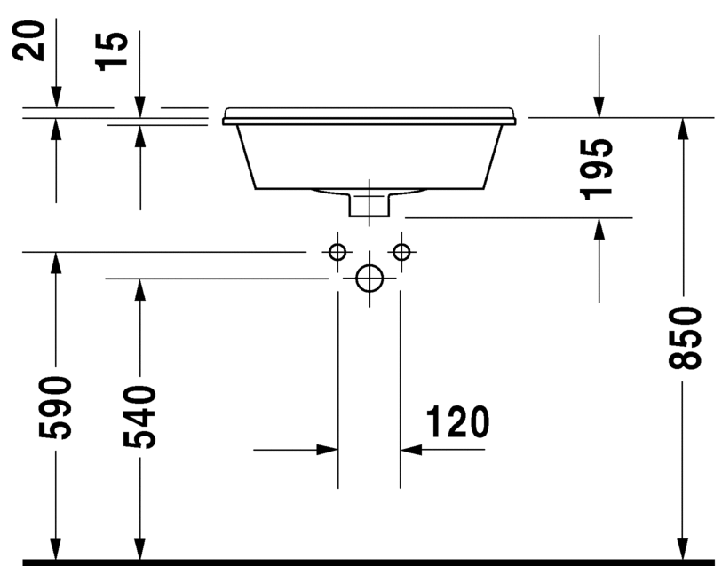 Раковина встраиваемая снизу Duravit Strack 3 0302560000 56х46 см