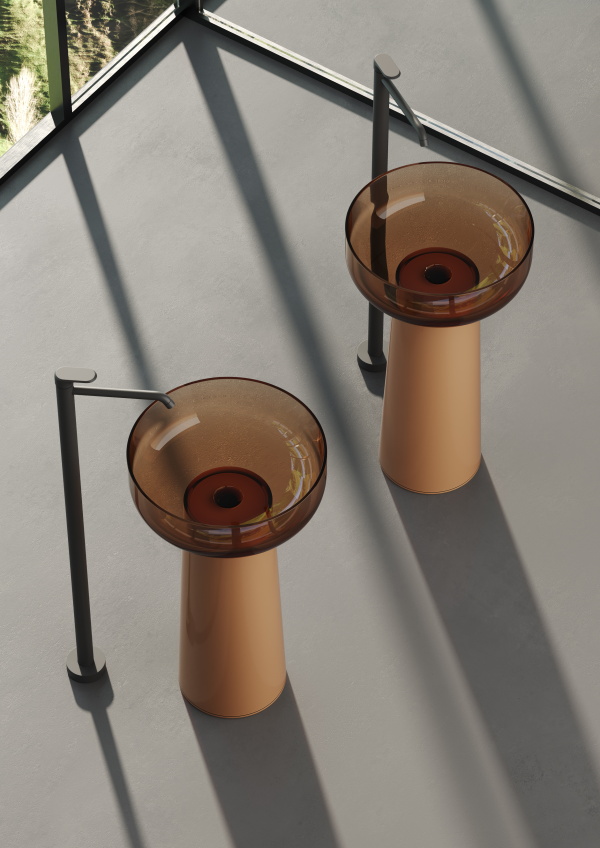 Раковина напольная из полимера и композита DEA DESIGN Pedestal Basin DD2027 480 R9 18 480 мм х 480 мм х 880 мм, цвет Brown Copper R9/White №18