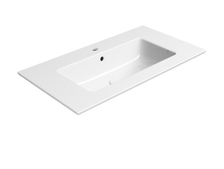 Раковина накладная/подвесная GSI PURA 8885111 820 мм х 460 мм, с отверстием под смеситель, с переливом, цвет белый глянцевый