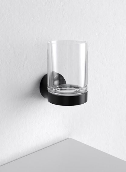 Держатель стакана со стаканом KEUCO Collection Reva 12850 379000 Чёрный матовый