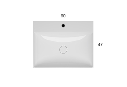 Раковина накладная GLOBO T-EDGE B6R65BI 600 мм х 470 мм х 120 мм, с отверстием под смеситель, без перелива, белая глянцевая