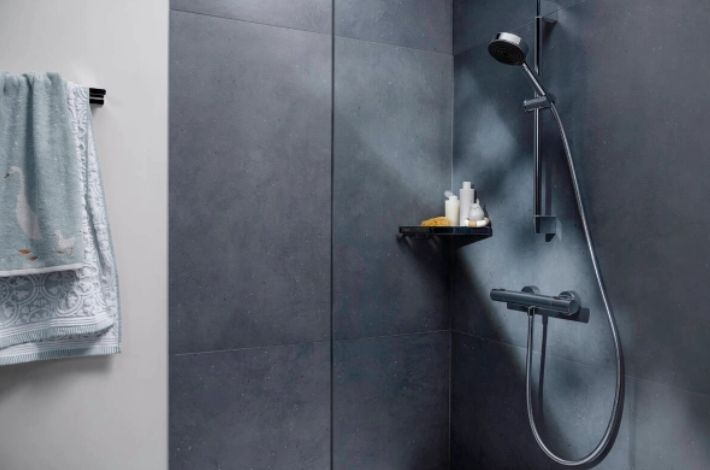 Душевой набор c термсостатом Ecostat Element HANSGROHE Pulsify Select 24272000 105 3jet, c EcoSmart и душевой штангой 650 мм, цвет Хром