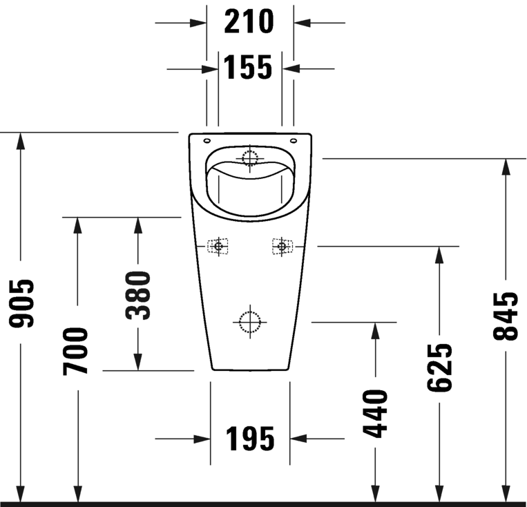 Писсуар подвесной Duravit ME by Starck 2812300000 без "мушки", с креплением, без смывного края Rimless, с подачей воды сзади, белый
