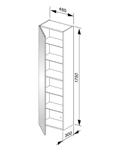 Высокий шкаф-пенал Keuco Plan 32930 290001 корпус лак матовый инокс, фасад стекло инокс матовый петроль