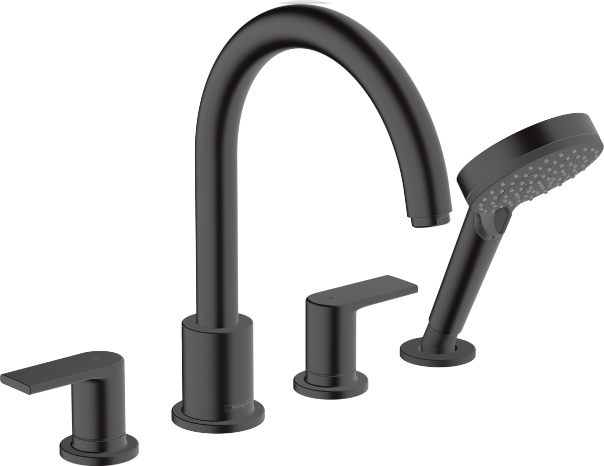 Смеситель на край ванны на 4 отверстия HANSGROHE Vernis Blend 71456670 Чёрный матовый